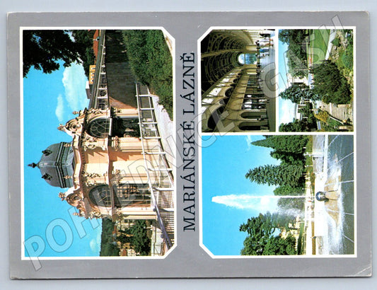Pohlednice Mariánské Lázně kolonáda fontána více záběrů (P2260)