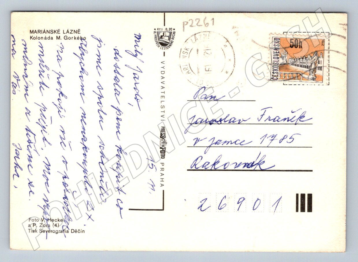 Pohlednice Mariánské Lázně Kolonáda M Gorkého raz (P2261)