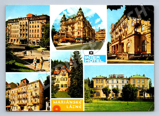 Pohlednice Mariánské Lázně hotely koláž raz ČSSR (P2266)