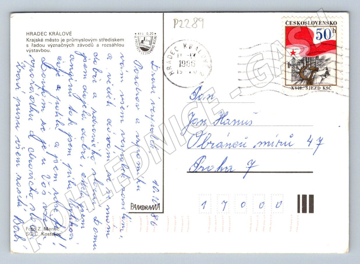 Pohlednice Hradec Králové více pohledů 1965 použité (P2289)