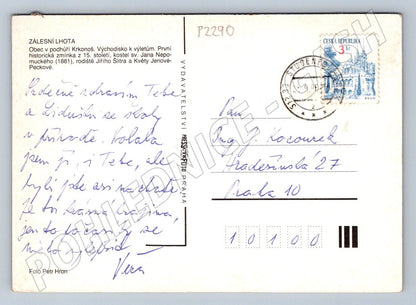 Pohlednice Zálesní Lhota Krkonoše kostel malebná krajina (P2290)