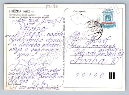 Pohlednice Sněžka 1602 m Krkonoše velký formát 1993 (P2295)