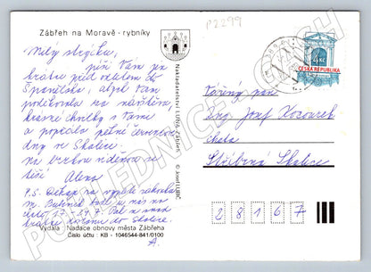 Pohlednice Zábřeh na Moravě rybníky letecký pohled (P2299)