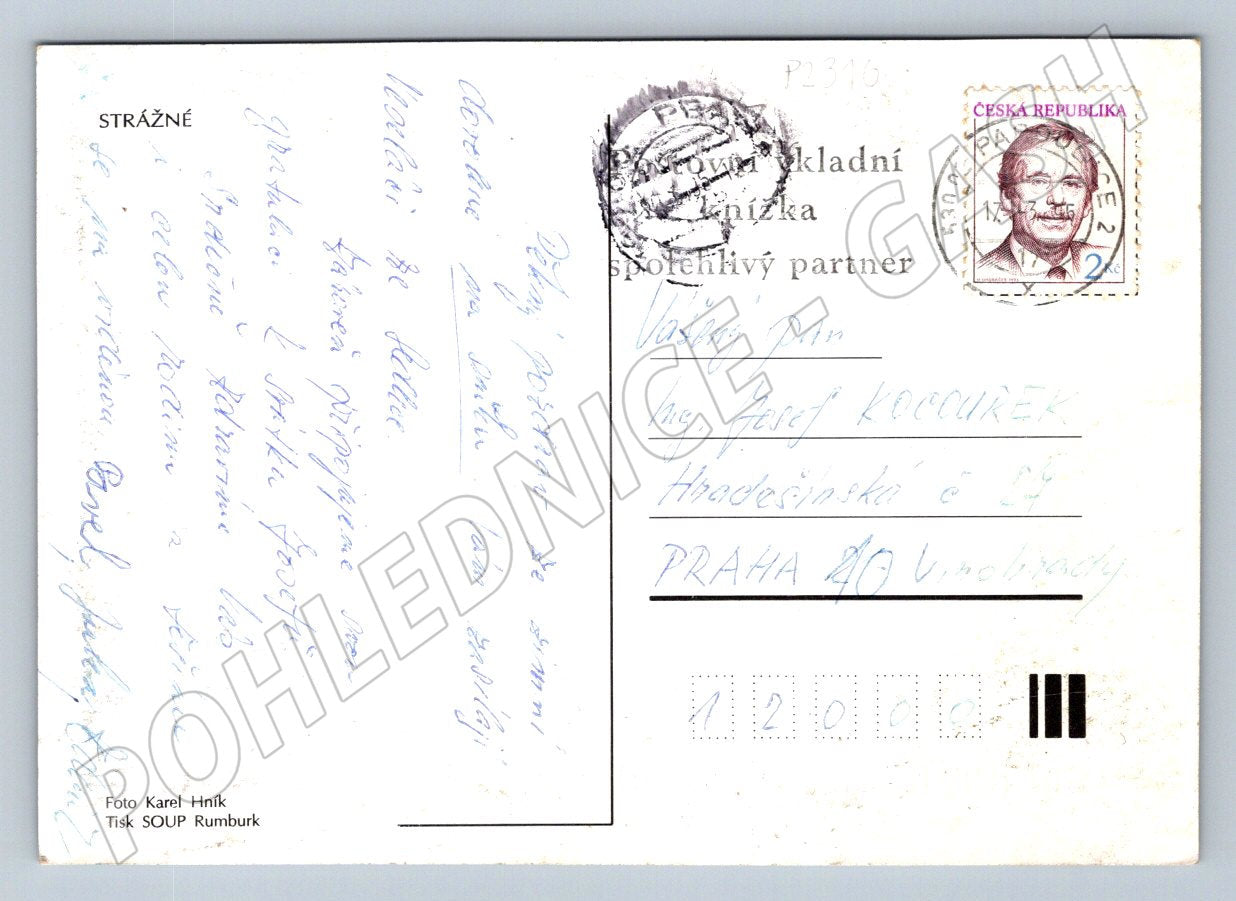 Pohlednice Strážné Krkonoše zimní krajina malý formát (P2310)
