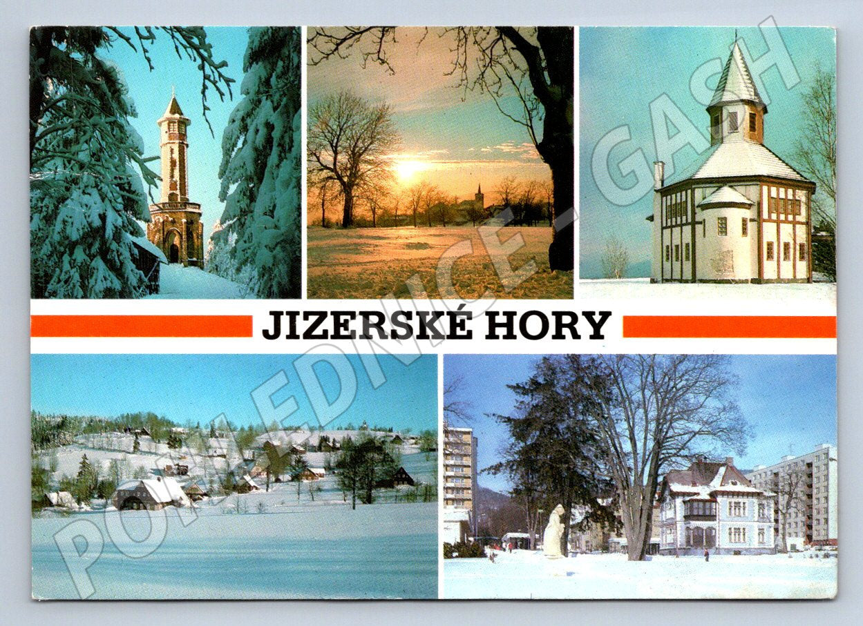 Pohlednice Jizerské hory zimní krajina a architektura (P2314)