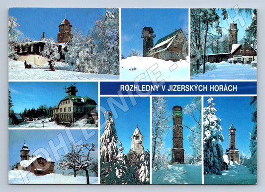 Pohlednice Jizerské hory rozhledny koláž zimní (P2318)