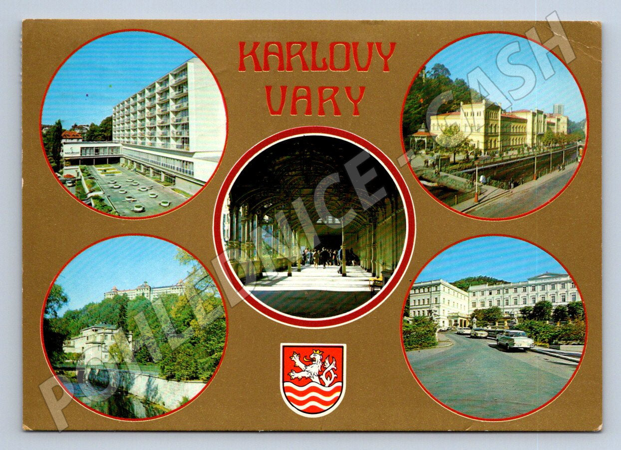 Pohlednice Karlovy Vary koláž Československo (P2323)
