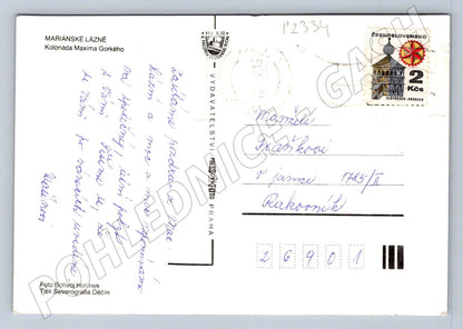 Pohlednice Mariánské Lázně Kolonáda Maxima Gorkého zimní ČSR (P2334)