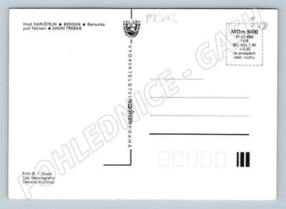 Pohlednice Berounsko Karlštejn Berounka mapa (P2342)