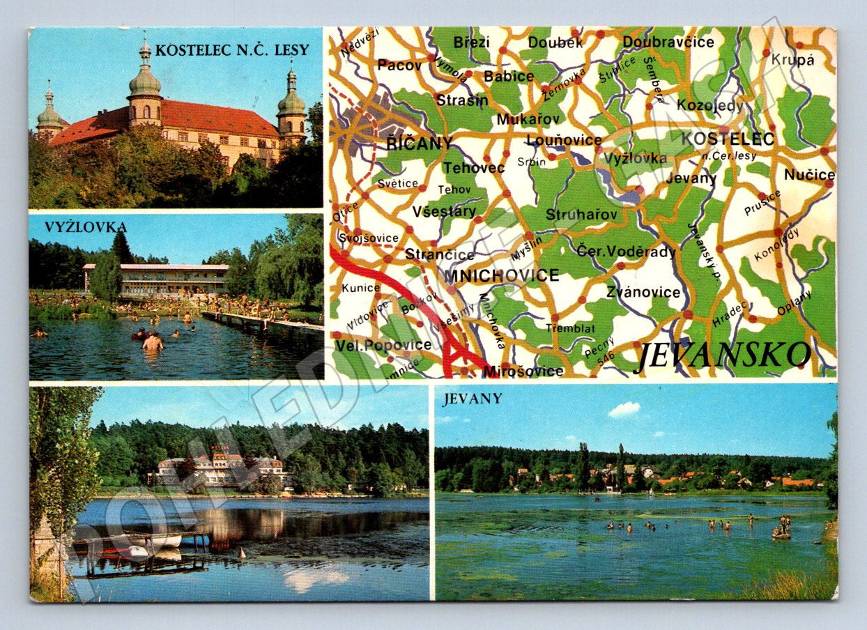 Pohlednice Kostelec n Č lesy Vyžlovka Jevany koláž PP 1982 (P2347)