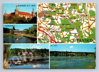 Pohlednice Kostelec n Č lesy Vyžlovka Jevany koláž PP 1982 (P2347)
