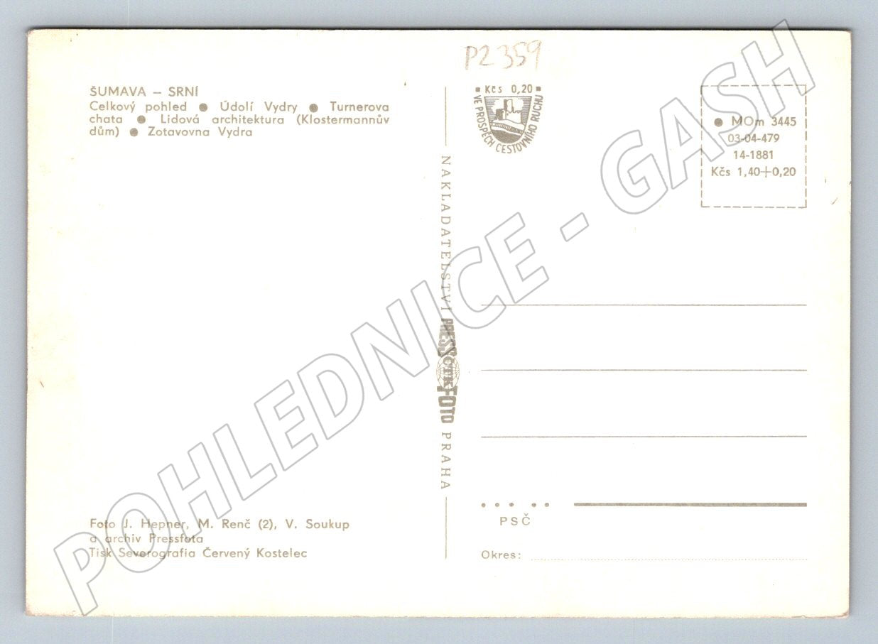 Pohlednice Šumava Srní a okolí Pressfoto (P2359)
