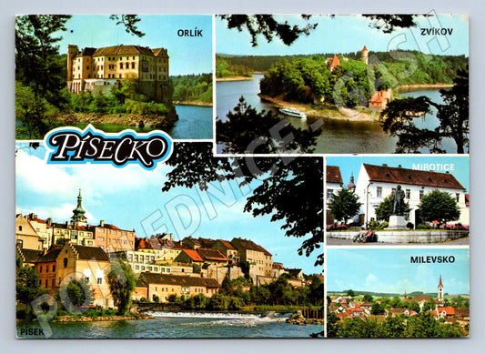 Pohlednice Písecko Orlík Zvíkov Písek Milevsko Mirotice koláž (P2376)