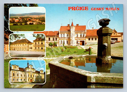 Pohlednice Prčice Český Merán koláž zámek náměstí (P2378)