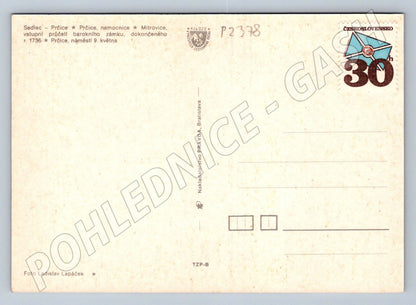 Pohlednice Prčice Český Merán koláž zámek náměstí (P2378)