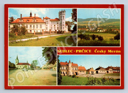 Pohlednice Sedlec Prčice Český Merán koláž zámek náměstí ČSR (P2379)