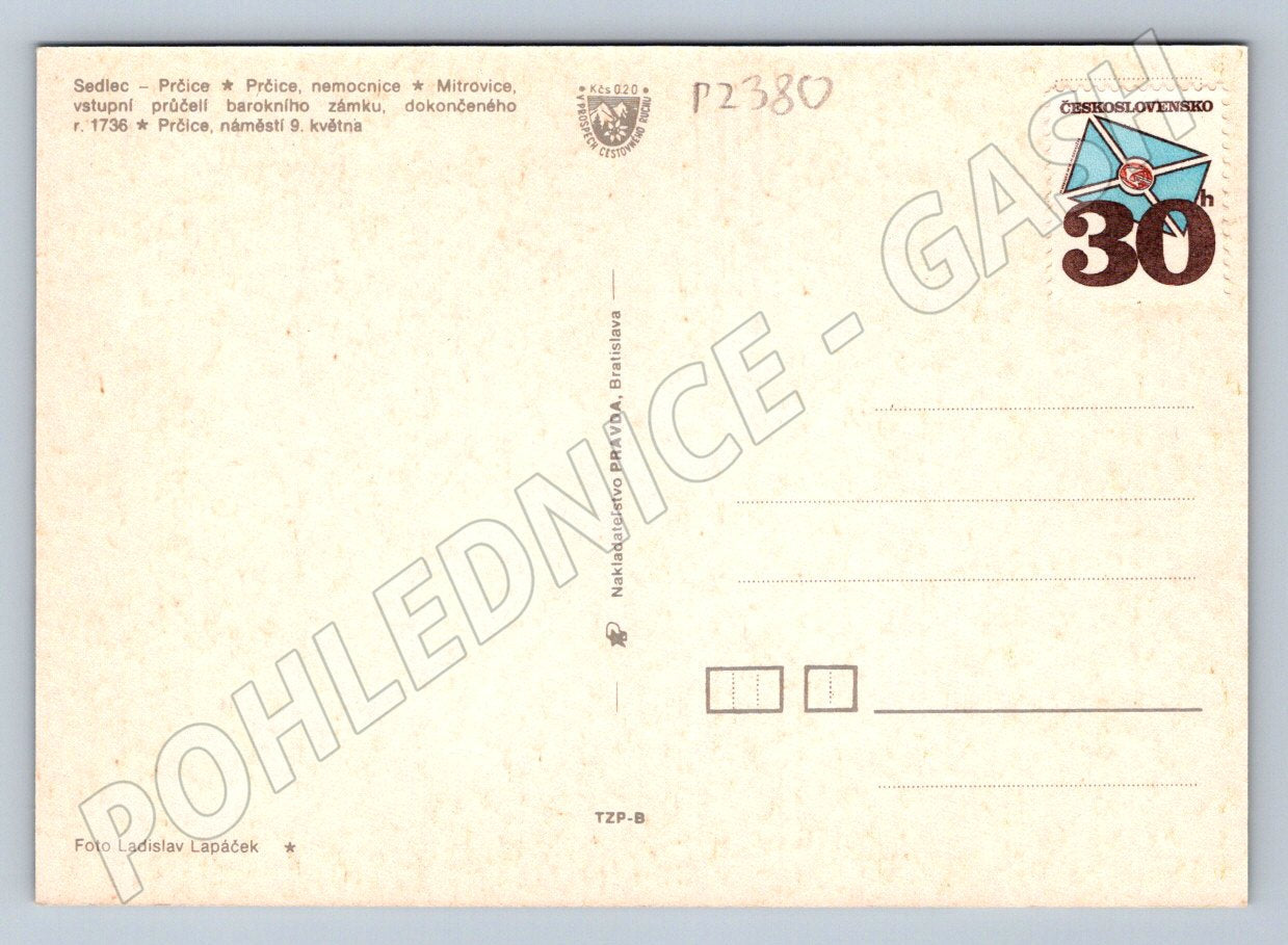 Pohlednice Prčice zámek a památky ČSSR (P2380)