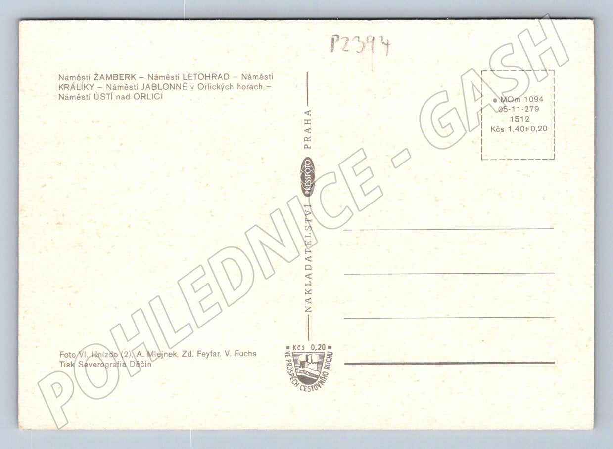 Pohlednice Podorlicko pozdrav historická náměstí Orlické hory (P2394)