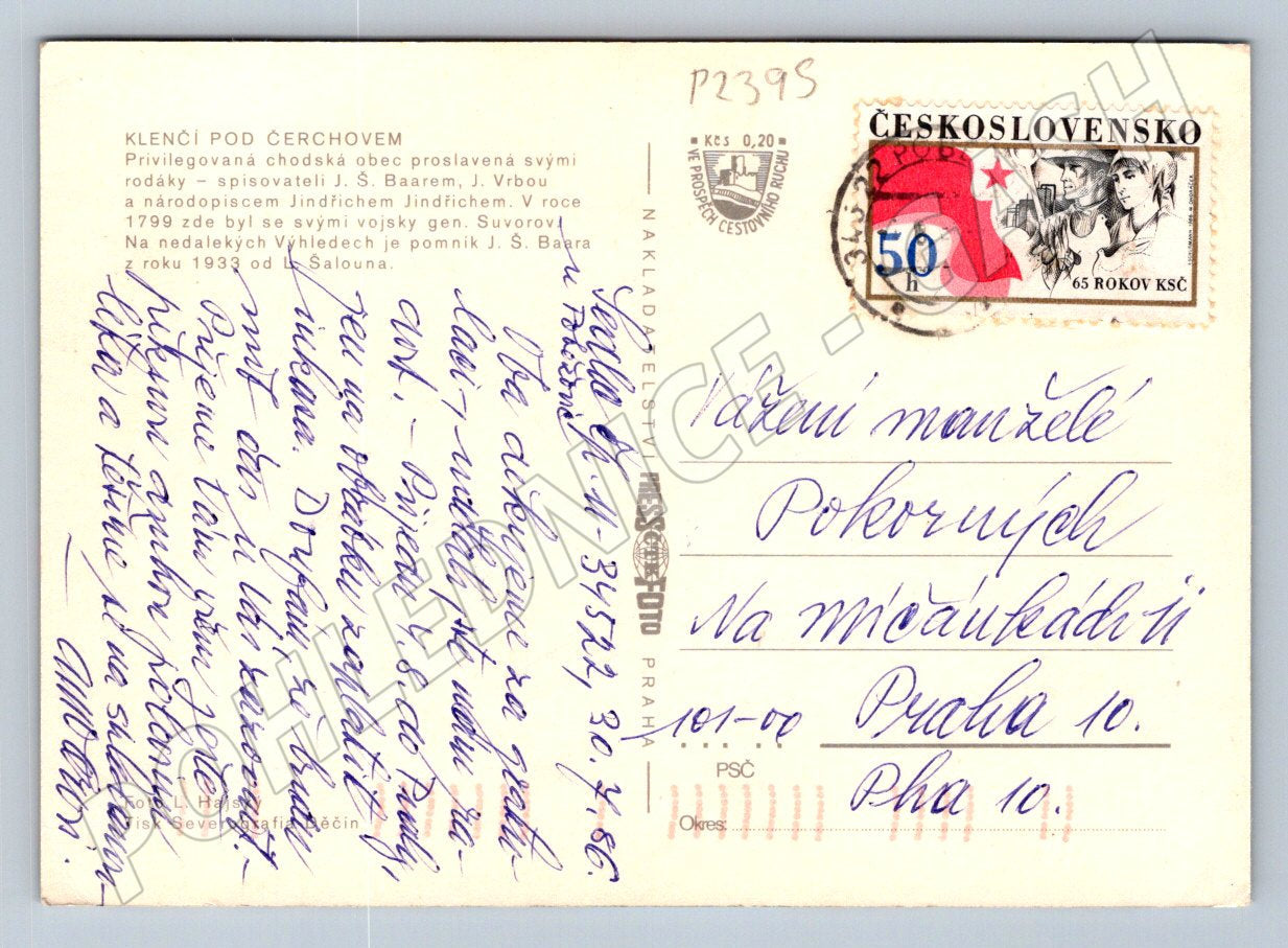 Pohlednice Klenčí pod Čerchovem památky a krajina ČSR (P2395)