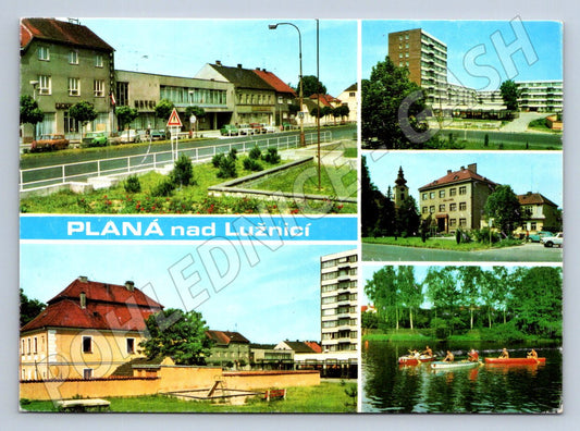 Pohlednice Planá nad Lužnicí koláž retro s rukopisem (P2396)