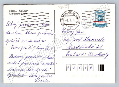 Pohlednice Mariánské Lázně hotel Polonia a kolonáda 1999 (P2401)
