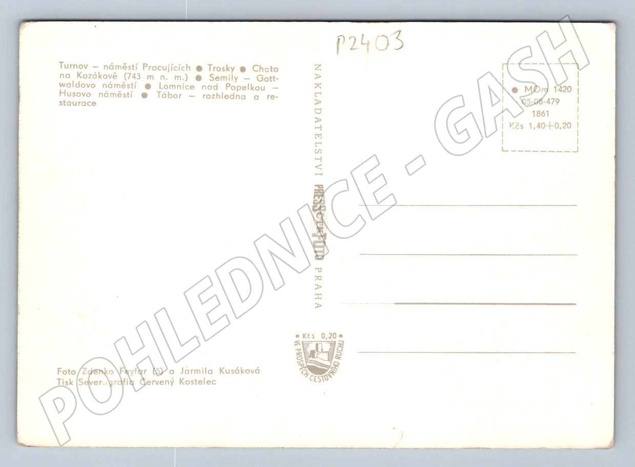 Pohlednice Turnov Semily Lomnice nad Popelkou koláž (P2403)