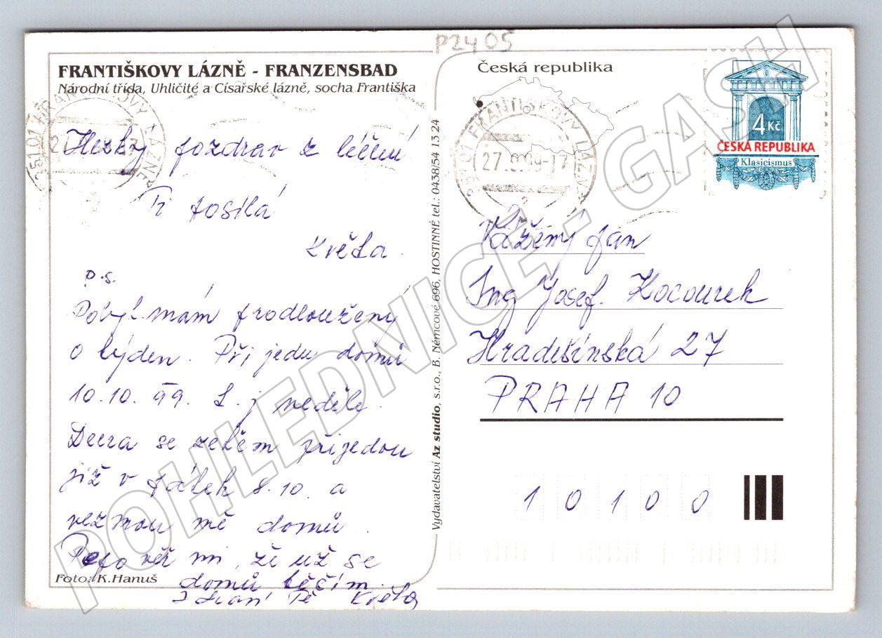 Pohlednice Františkovy Lázně Česká republika PP 1999 (P2405)