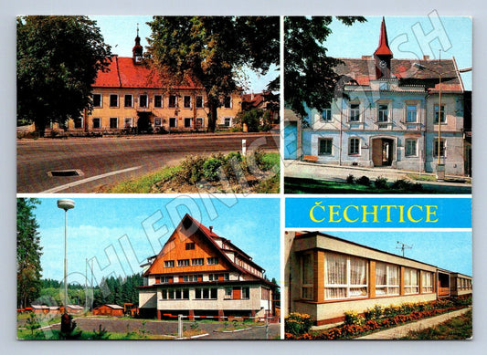 Pohlednice Čechtice zámek radnice rekreační zařízení 1980 (P2407)