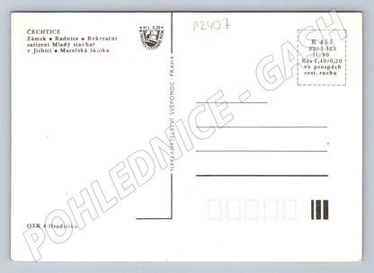 Pohlednice Čechtice zámek radnice rekreační zařízení 1980 (P2407)