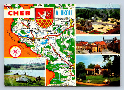 Pohlednice Cheb a okolí mapa motivy 1971 (P2414)