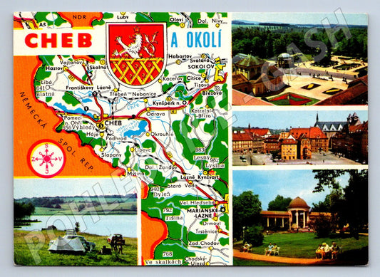 Pohlednice Cheb a okolí mapa motivy 1971 (P2414)