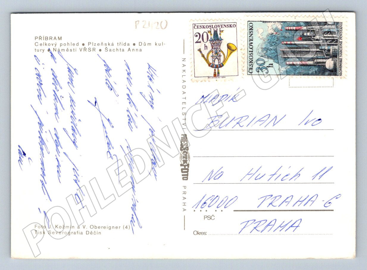 Pohlednice Příbram koláž více pohledů PP (P2420)
