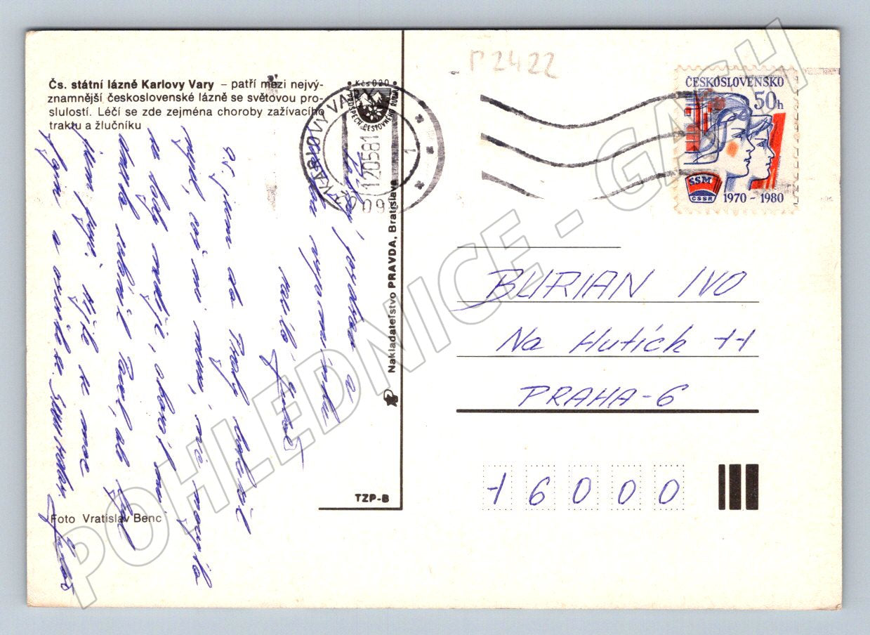Pohlednice Karlovy Vary více pohledů psaná zn (P2422)