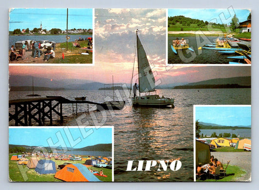 Pohlednice Lipno rekreace kemp vodní sporty ČSSR (P2423)