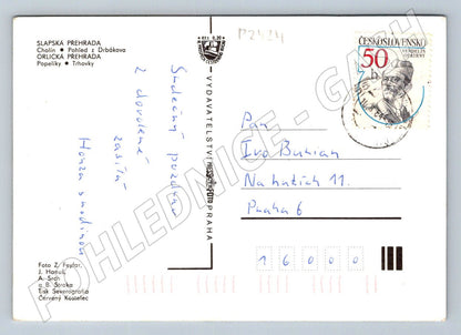 Pohlednice Střední Povltaví Slapy Orlík mapa 50 léta (P2424)