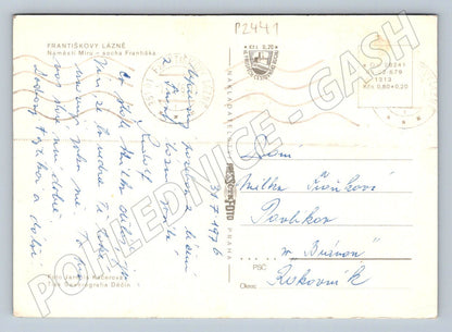 Pohlednice Františkovy Lázně socha Františka 1976 (P2441)