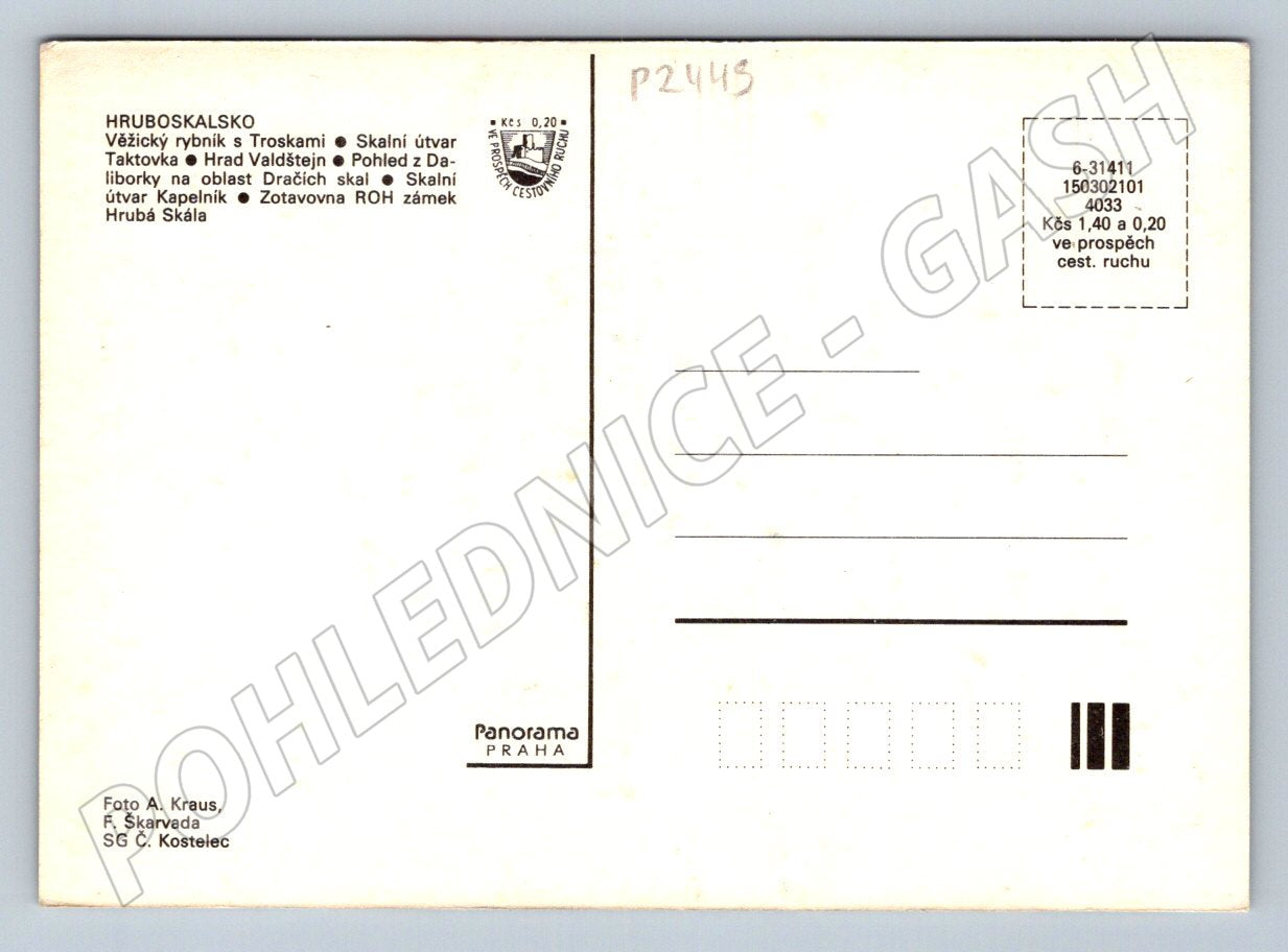 Pohlednice Hruboskalsko Valdštejn Hrubá Skála skalní město (P2445)