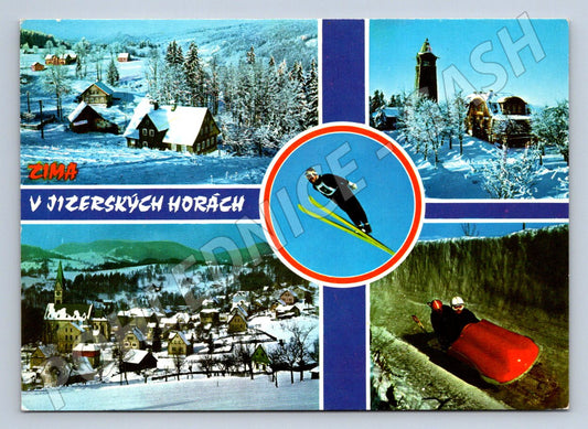 Pohlednice Jizerské hory Černá studnice bobová dráha 70 léta (P2458)