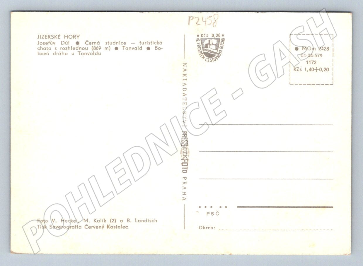 Pohlednice Jizerské hory Černá studnice bobová dráha 70 léta (P2458)