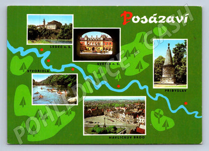 Pohlednice Posázaví koláž významných míst a památek (P2461)