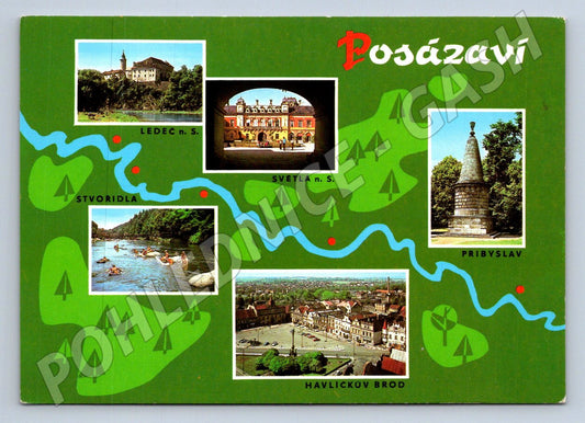 Pohlednice Posázaví koláž významných míst a památek (P2461)