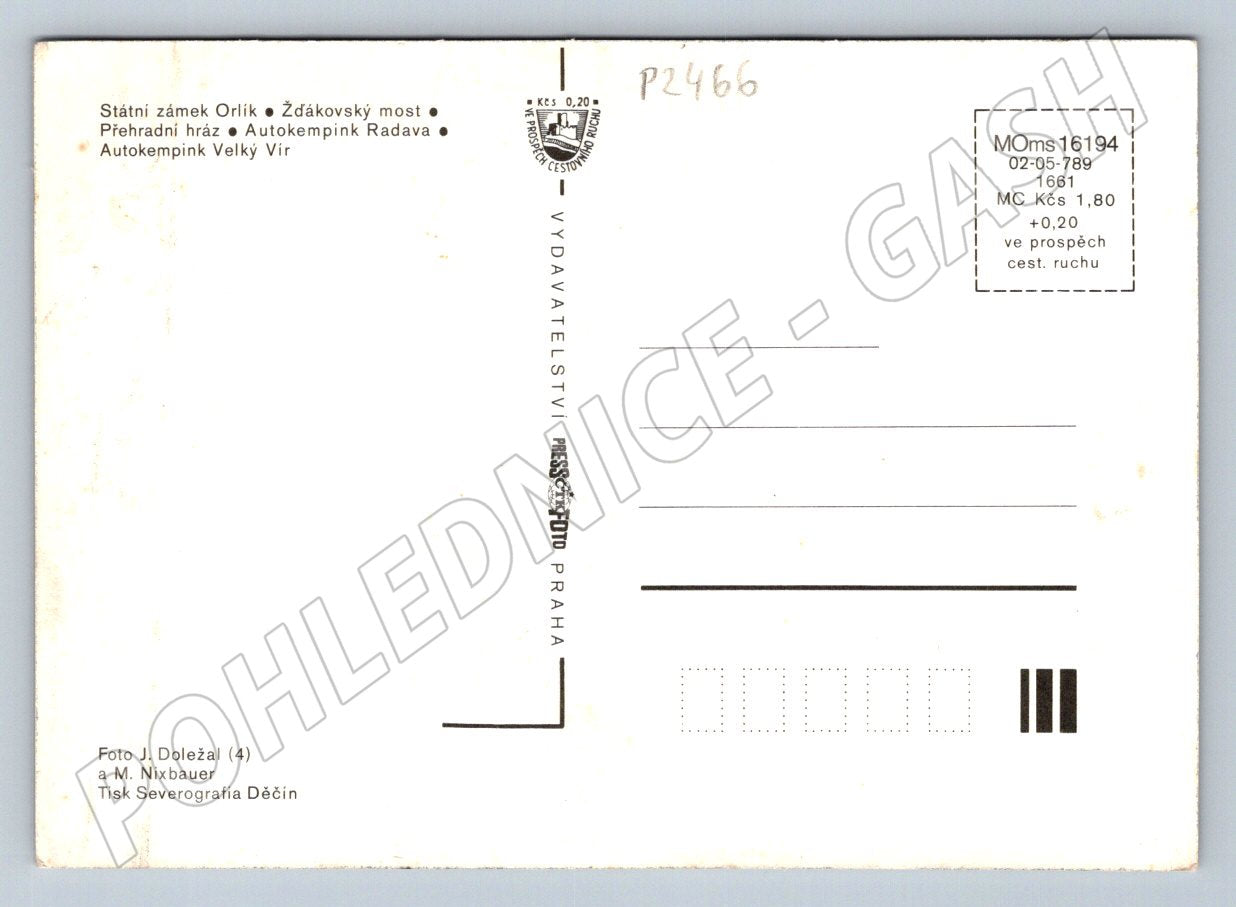 Pohlednice Orlík zámek a přehrada koláž (P2466)