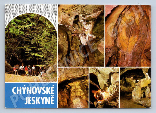 Pohlednice Chýnovské jeskyně historická koláž (P2468)