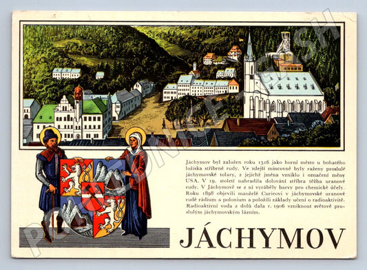 Pohlednice Jáchymov kresba znak města ČSR (P2485)