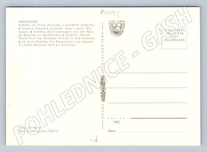 Pohlednice Krkonoše Sněžka od chaty Severka podzim (P2492)