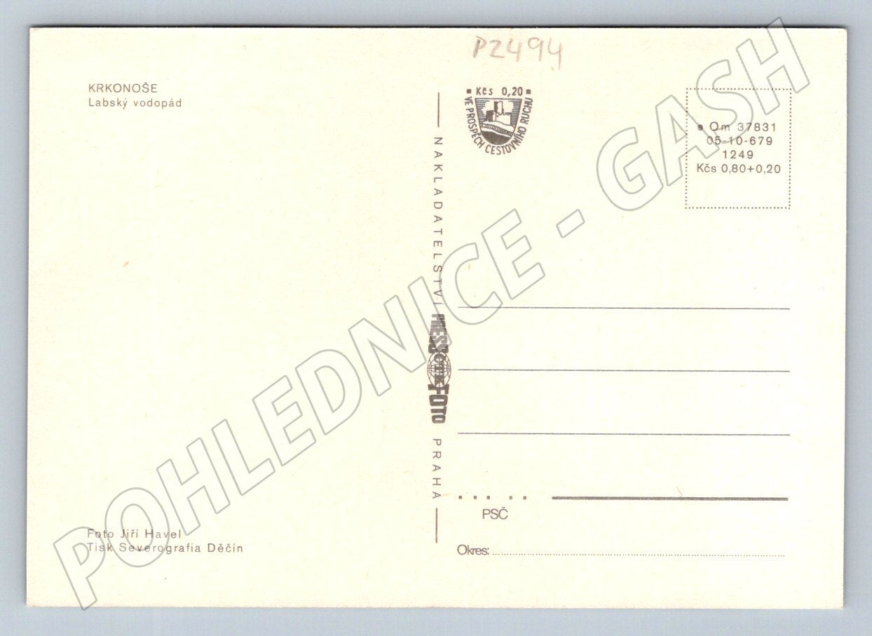 Pohlednice Krkonoše Labský vodopád (P2494)