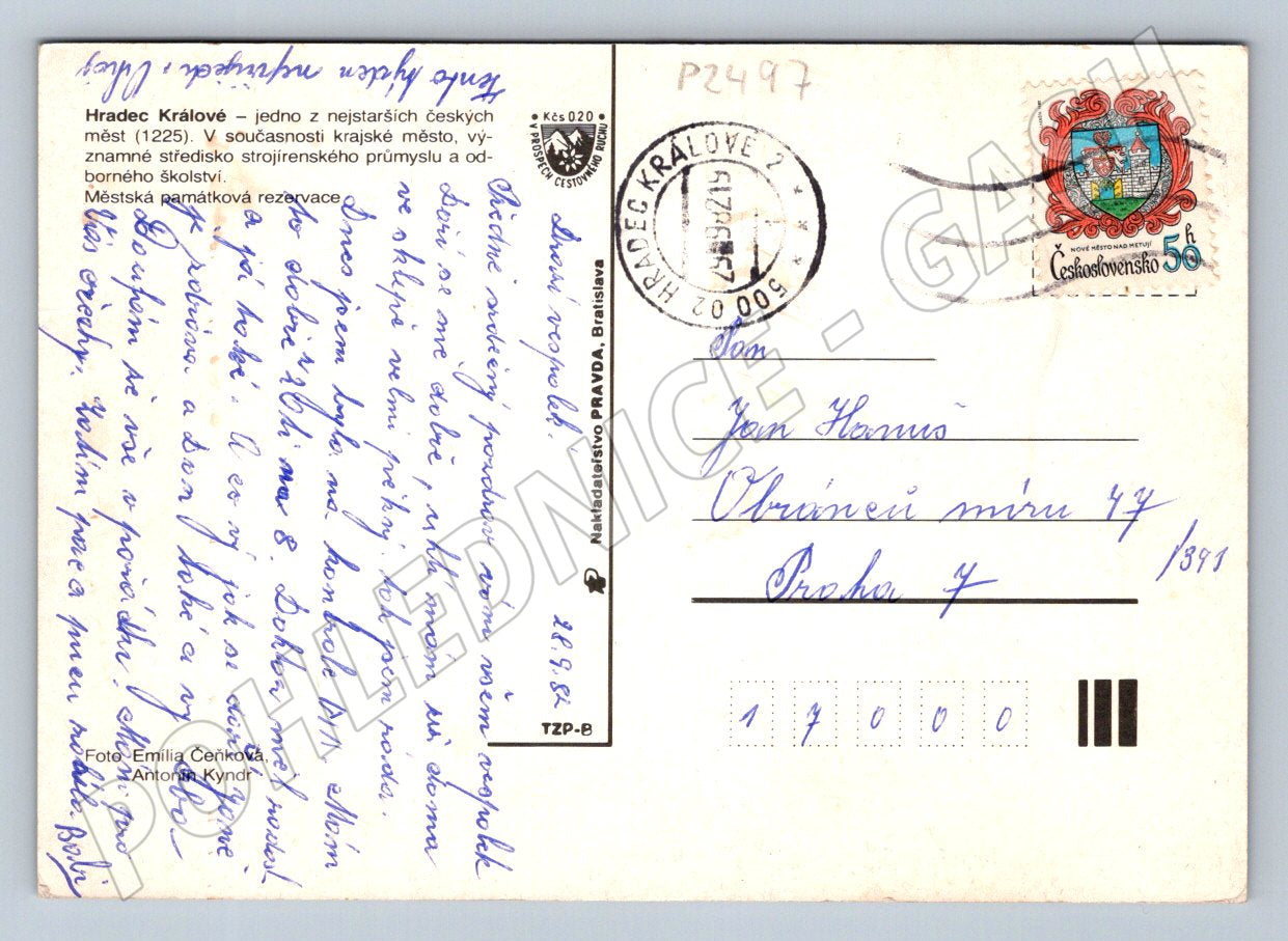 Pohlednice Hradec Králové Československo 1981 (P2497)