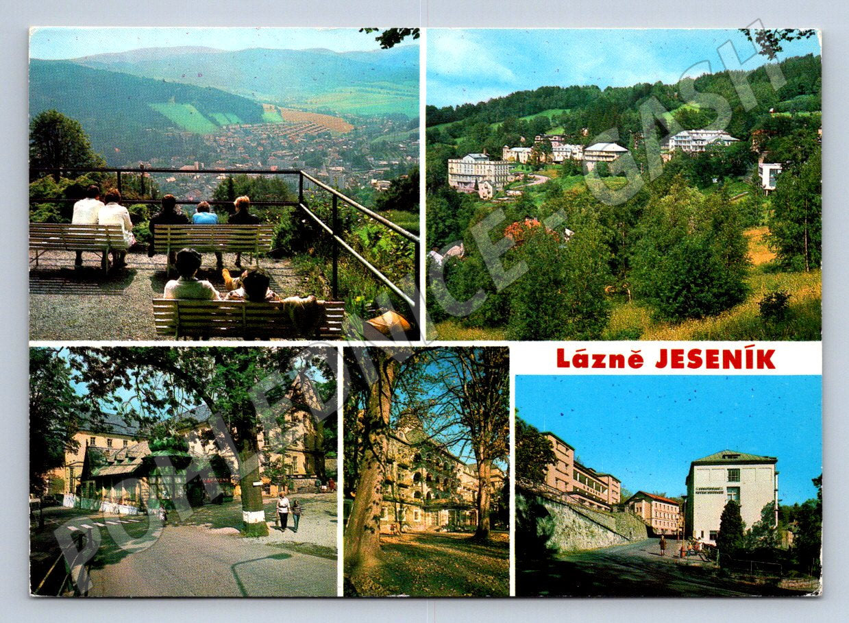 Pohlednice Lázně Jeseník barevná koláž PP 1982 (P2501)