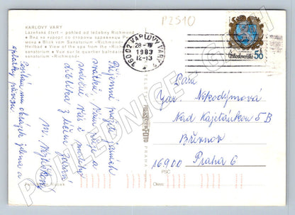 Pohlednice Karlovy Vary socha jelena PP 1983 (P2510)