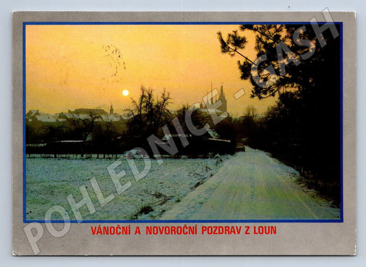Pohlednice Louny vánoční novoroční 1977 (P2514)